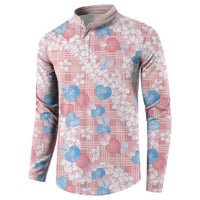 Anthurium Plumeria Lei Pastel Button Sweatshirt Pink Hawaiian Splendid Palaka LT01 - Polynesian Pride