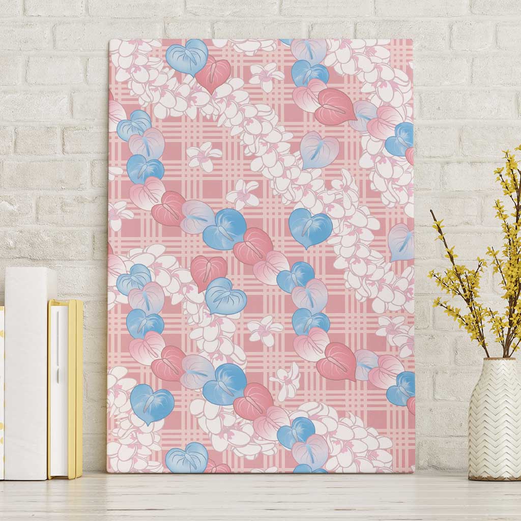 Anthurium Plumeria Lei Pastel Canvas Wall Art Pink Hawaiian Splendid Palaka LT01 Without Frame Pink - Polynesian Pride
