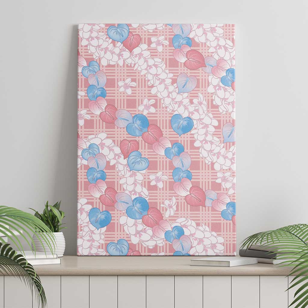 Anthurium Plumeria Lei Pastel Canvas Wall Art Pink Hawaiian Splendid Palaka LT01 - Polynesian Pride