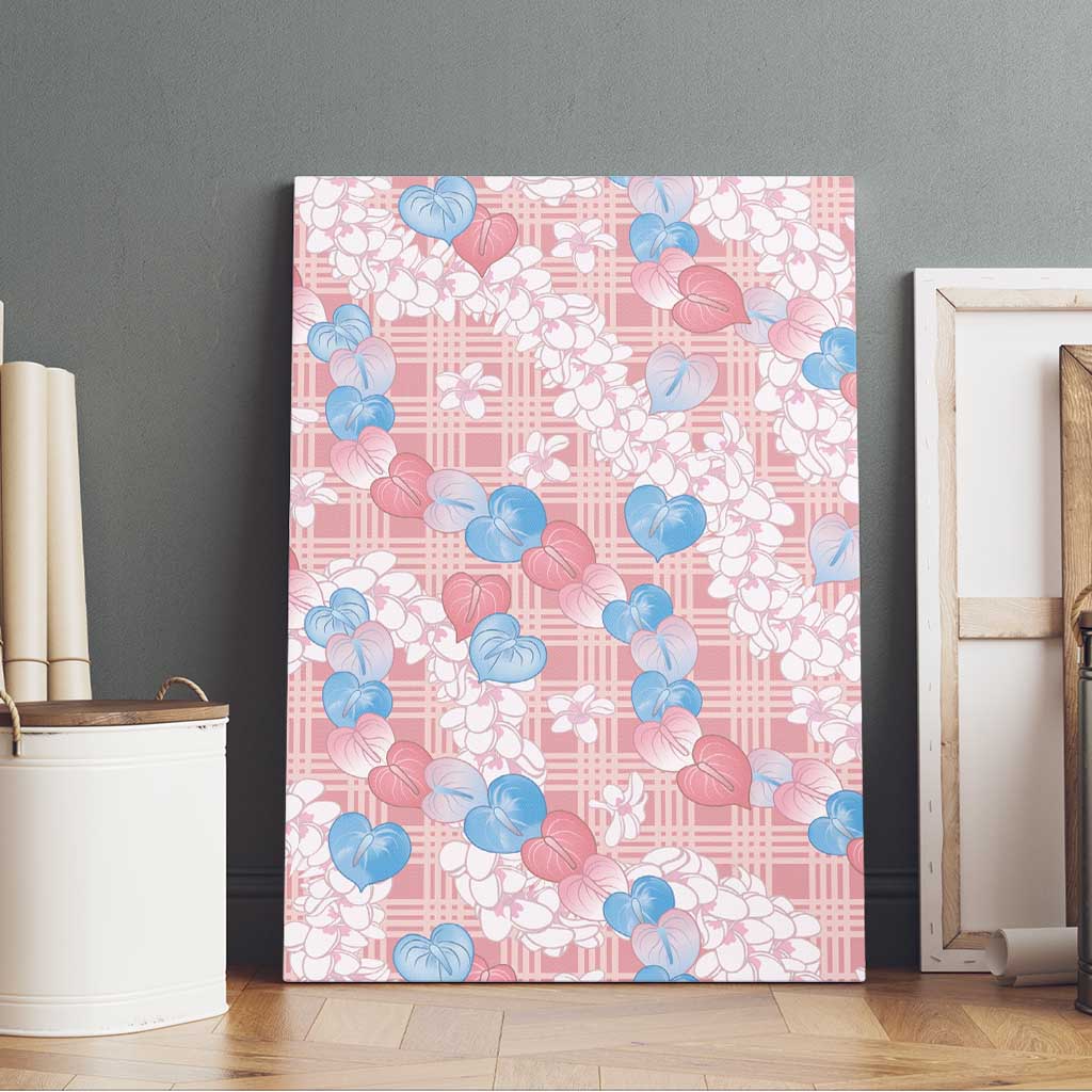 Anthurium Plumeria Lei Pastel Canvas Wall Art Pink Hawaiian Splendid Palaka LT01 - Polynesian Pride
