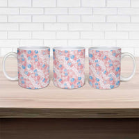 Anthurium Plumeria Lei Pastel Ceramic Mug Pink Hawaiian Splendid Palaka LT01 - Polynesian Pride