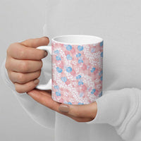Anthurium Plumeria Lei Pastel Ceramic Mug Pink Hawaiian Splendid Palaka LT01 - Polynesian Pride