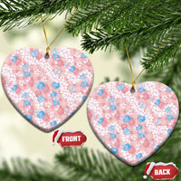 Anthurium Plumeria Lei Pastel Ceramic Ornament Pink Hawaiian Splendid Palaka LT01 Heart Pink - Polynesian Pride