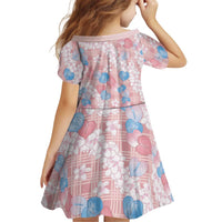 Anthurium Plumeria Lei Pastel Kid Short Sleeve Dress Pink Hawaiian Splendid Palaka LT01 - Polynesian Pride