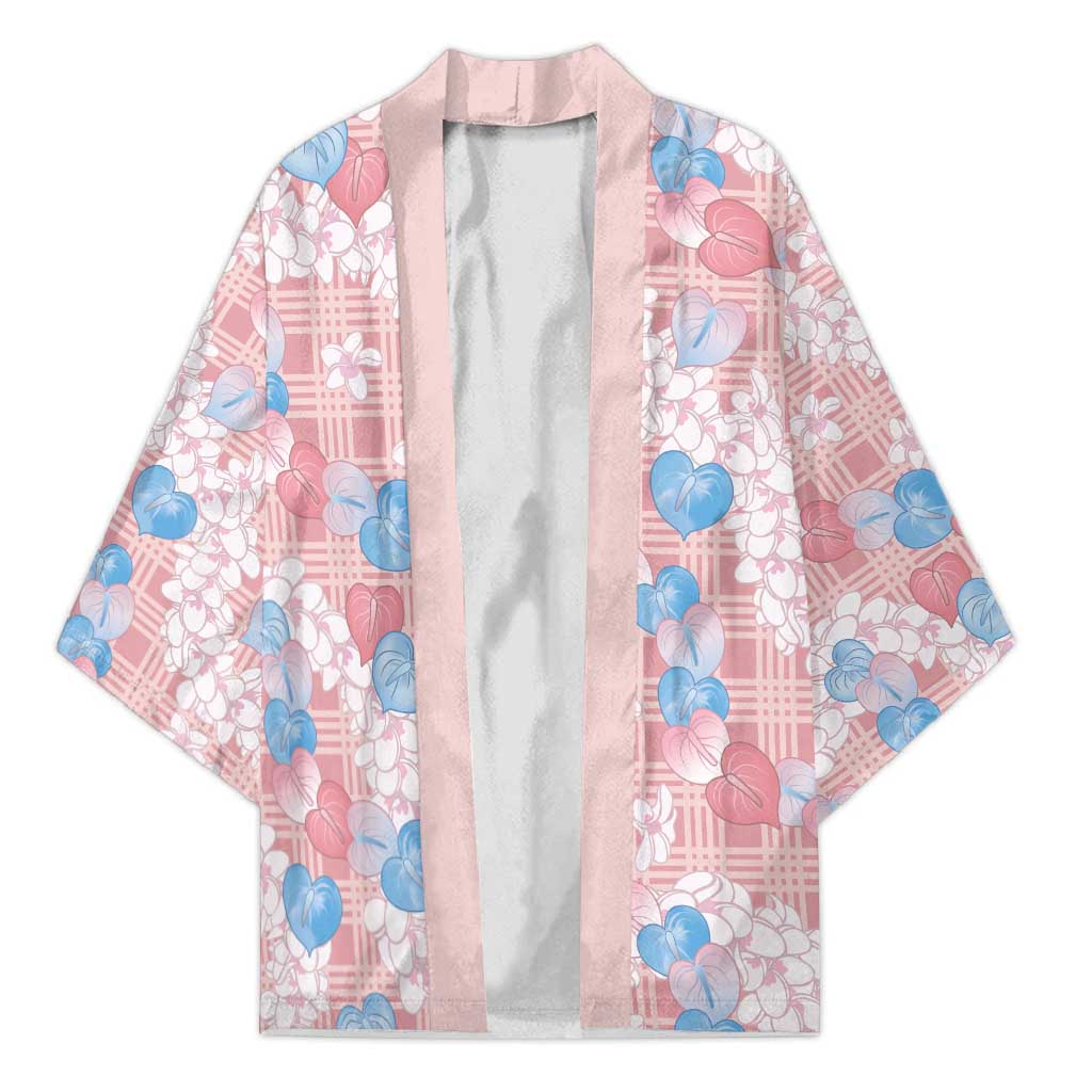 Anthurium Plumeria Lei Pastel Kimono Pink Hawaiian Splendid Palaka LT01 Unisex Pink - Polynesian Pride
