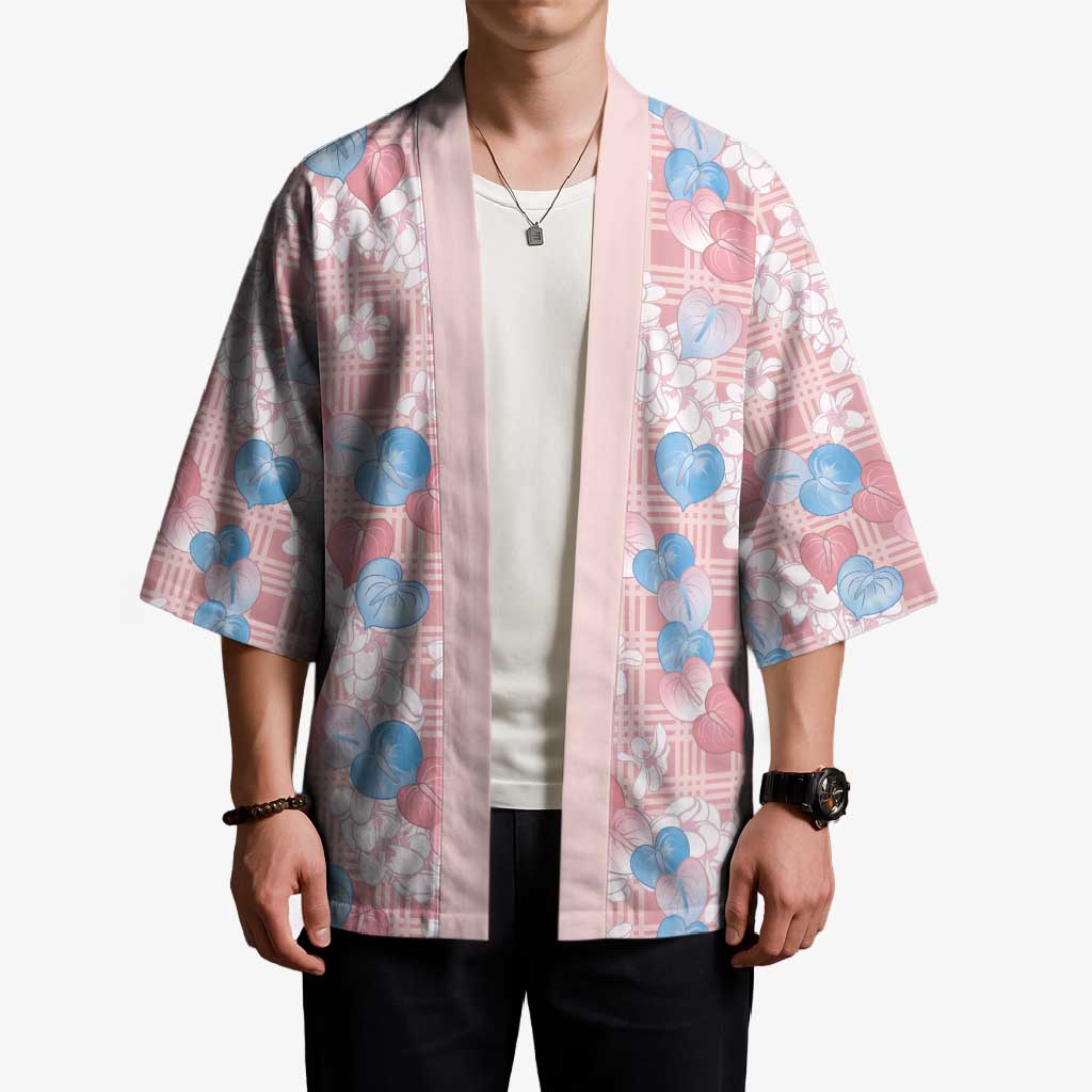 Anthurium Plumeria Lei Pastel Kimono Pink Hawaiian Splendid Palaka LT01 - Polynesian Pride