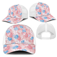 Anthurium Plumeria Lei Pastel Mesh Trucker Cap Pink Hawaiian Splendid Palaka LT01 - Polynesian Pride