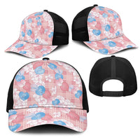 Anthurium Plumeria Lei Pastel Mesh Trucker Cap Pink Hawaiian Splendid Palaka LT01 - Polynesian Pride