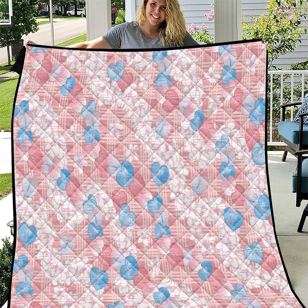 Anthurium Plumeria Lei Pastel Quilt Pink Hawaiian Splendid Palaka LT01 Pink - Polynesian Pride