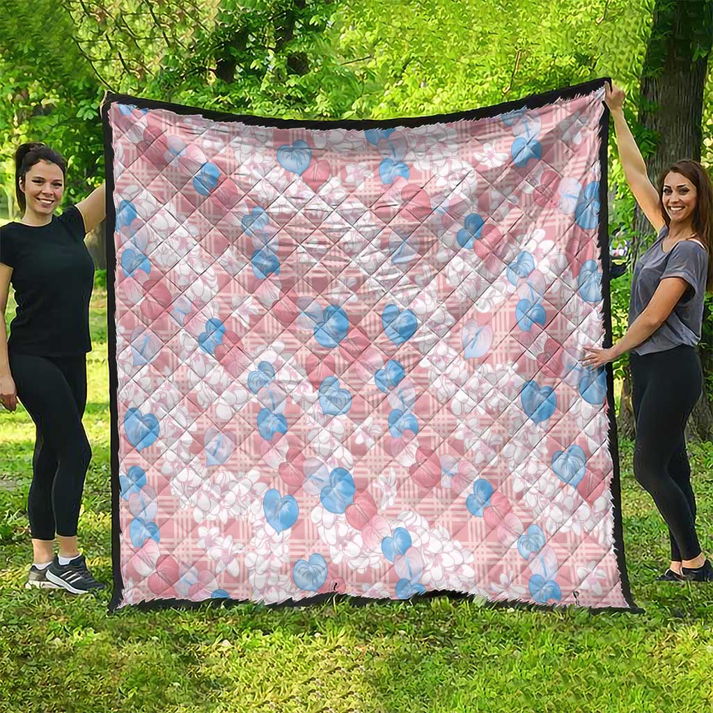Anthurium Plumeria Lei Pastel Quilt Pink Hawaiian Splendid Palaka LT01 - Polynesian Pride