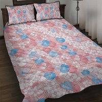 Anthurium Plumeria Lei Pastel Quilt Bed Set Pink Hawaiian Splendid Palaka LT01 Pink - Polynesian Pride