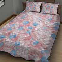 Anthurium Plumeria Lei Pastel Quilt Bed Set Pink Hawaiian Splendid Palaka LT01 - Polynesian Pride
