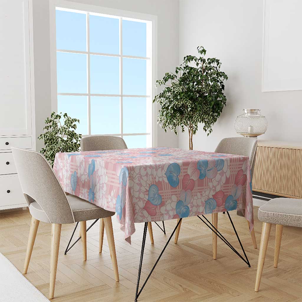 Anthurium Plumeria Lei Pastel Tablecloth Pink Hawaiian Splendid Palaka LT01 - Polynesian Pride