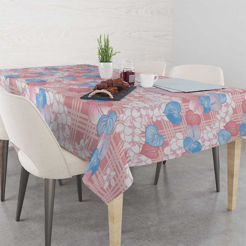 Anthurium Plumeria Lei Pastel Tablecloth Pink Hawaiian Splendid Palaka LT01 - Polynesian Pride
