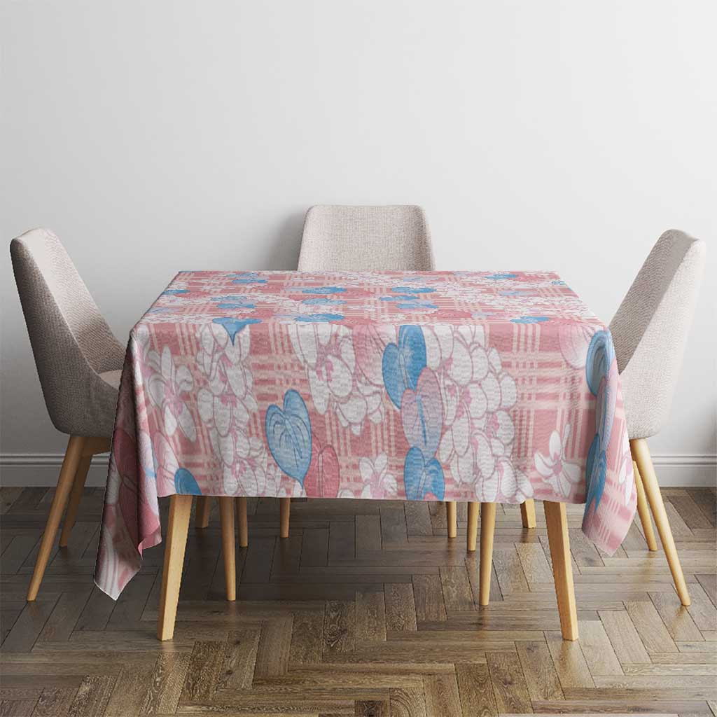 Anthurium Plumeria Lei Pastel Tablecloth Pink Hawaiian Splendid Palaka LT01 - Polynesian Pride