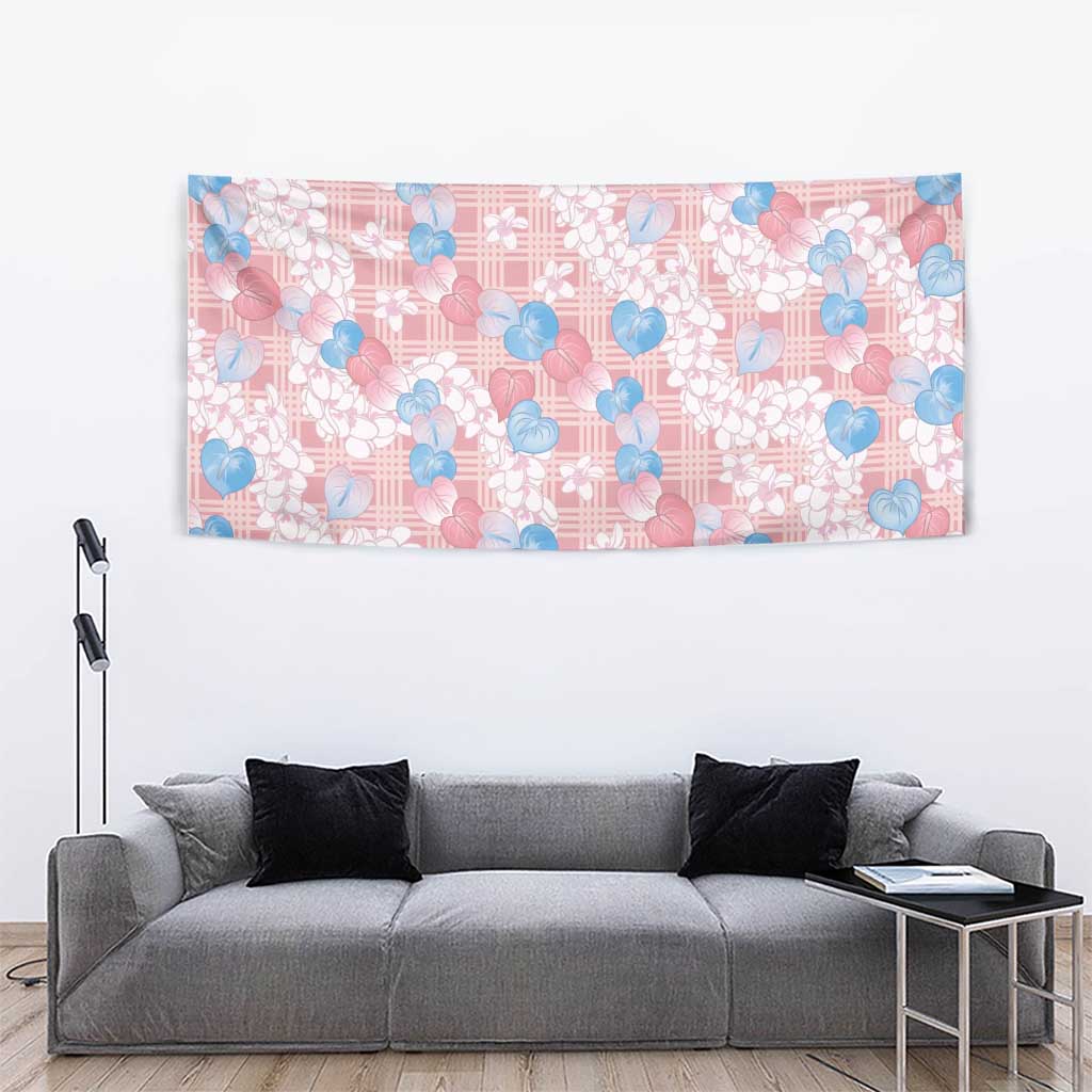 Anthurium Plumeria Lei Pastel Tapestry Pink Hawaiian Splendid Palaka LT01 - Polynesian Pride