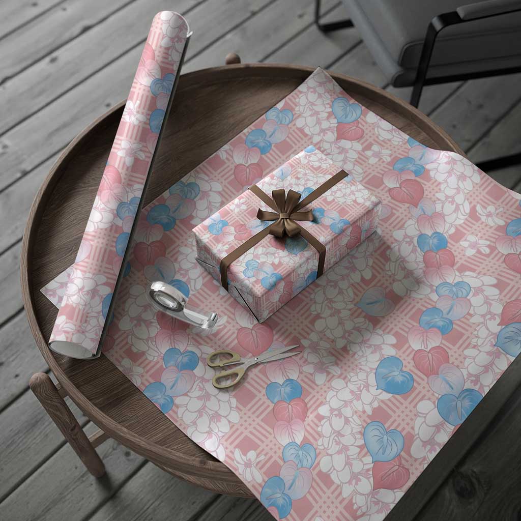 Anthurium Plumeria Lei Pastel Wrapping Paper Pink Hawaiian Splendid Palaka LT01 - Polynesian Pride