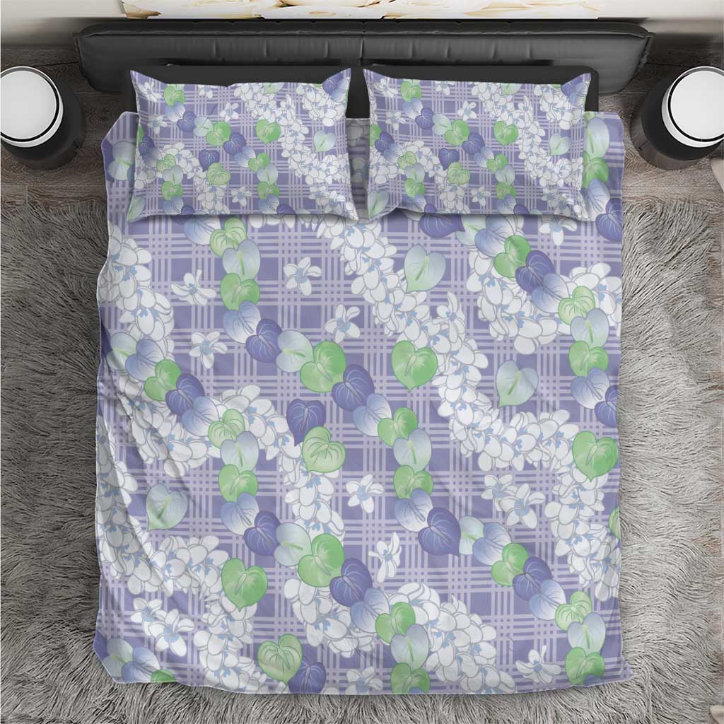 Anthurium Plumeria Lei Pastel Bedding Set Purple Hawaiian Splendid Palaka LT01 Purple - Polynesian Pride