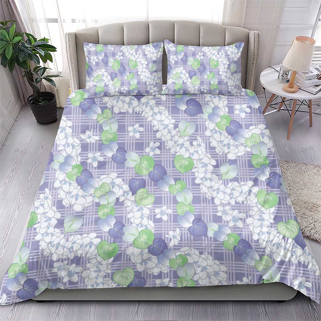 Anthurium Plumeria Lei Pastel Bedding Set Purple Hawaiian Splendid Palaka LT01 - Polynesian Pride