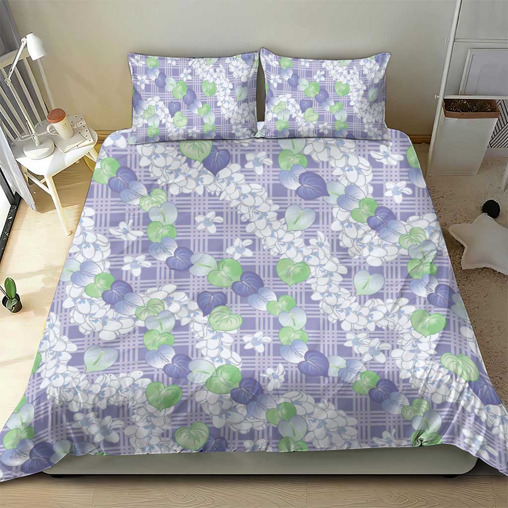 Anthurium Plumeria Lei Pastel Bedding Set Purple Hawaiian Splendid Palaka LT01 - Polynesian Pride