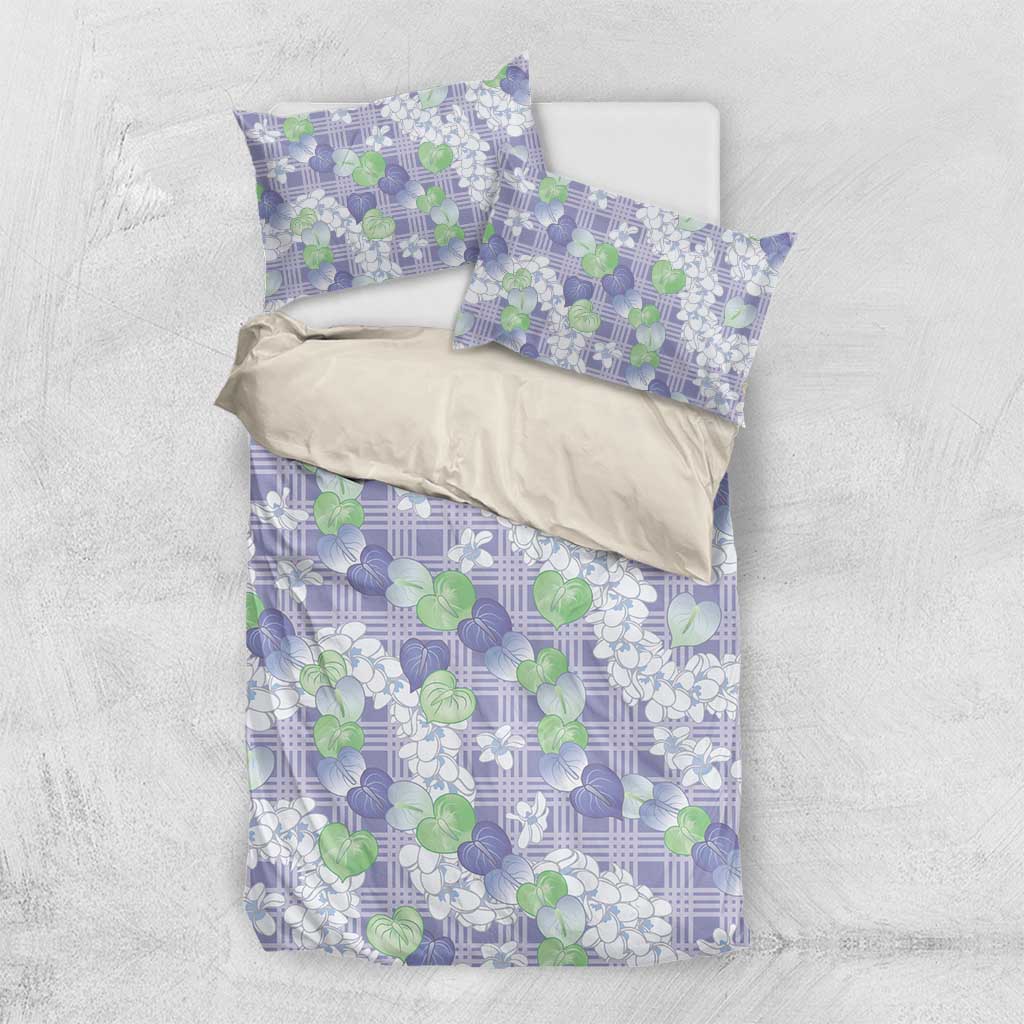 Anthurium Plumeria Lei Pastel Bedding Set Purple Hawaiian Splendid Palaka LT01 US Twin 172cm x 218cm Purple - Polynesian Pride