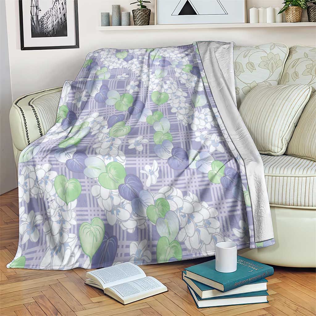 Anthurium Plumeria Lei Pastel Blanket Purple Hawaiian Splendid Palaka LT01 Purple - Polynesian Pride