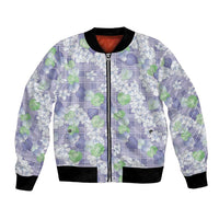 Anthurium Plumeria Lei Pastel Bomber Jacket Purple Hawaiian Splendid Palaka LT01 Unisex Purple - Polynesian Pride