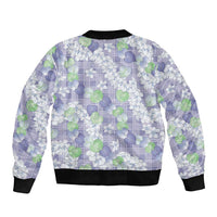 Anthurium Plumeria Lei Pastel Bomber Jacket Purple Hawaiian Splendid Palaka LT01 - Polynesian Pride