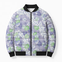 Anthurium Plumeria Lei Pastel Bomber Puffer Jacket Purple Hawaiian Splendid Palaka LT01 Unisex Purple - Polynesian Pride