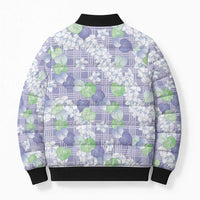 Anthurium Plumeria Lei Pastel Bomber Puffer Jacket Purple Hawaiian Splendid Palaka LT01 - Polynesian Pride