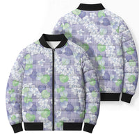 Anthurium Plumeria Lei Pastel Bomber Puffer Jacket Purple Hawaiian Splendid Palaka LT01 - Polynesian Pride