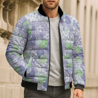 Anthurium Plumeria Lei Pastel Bomber Puffer Jacket Purple Hawaiian Splendid Palaka LT01 - Polynesian Pride