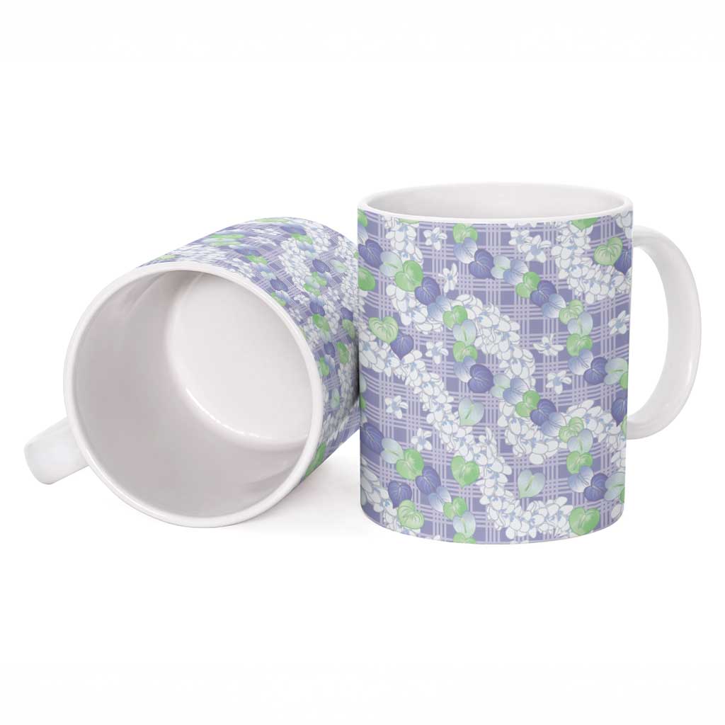 Anthurium Plumeria Lei Pastel Ceramic Mug Purple Hawaiian Splendid Palaka LT01 - Polynesian Pride