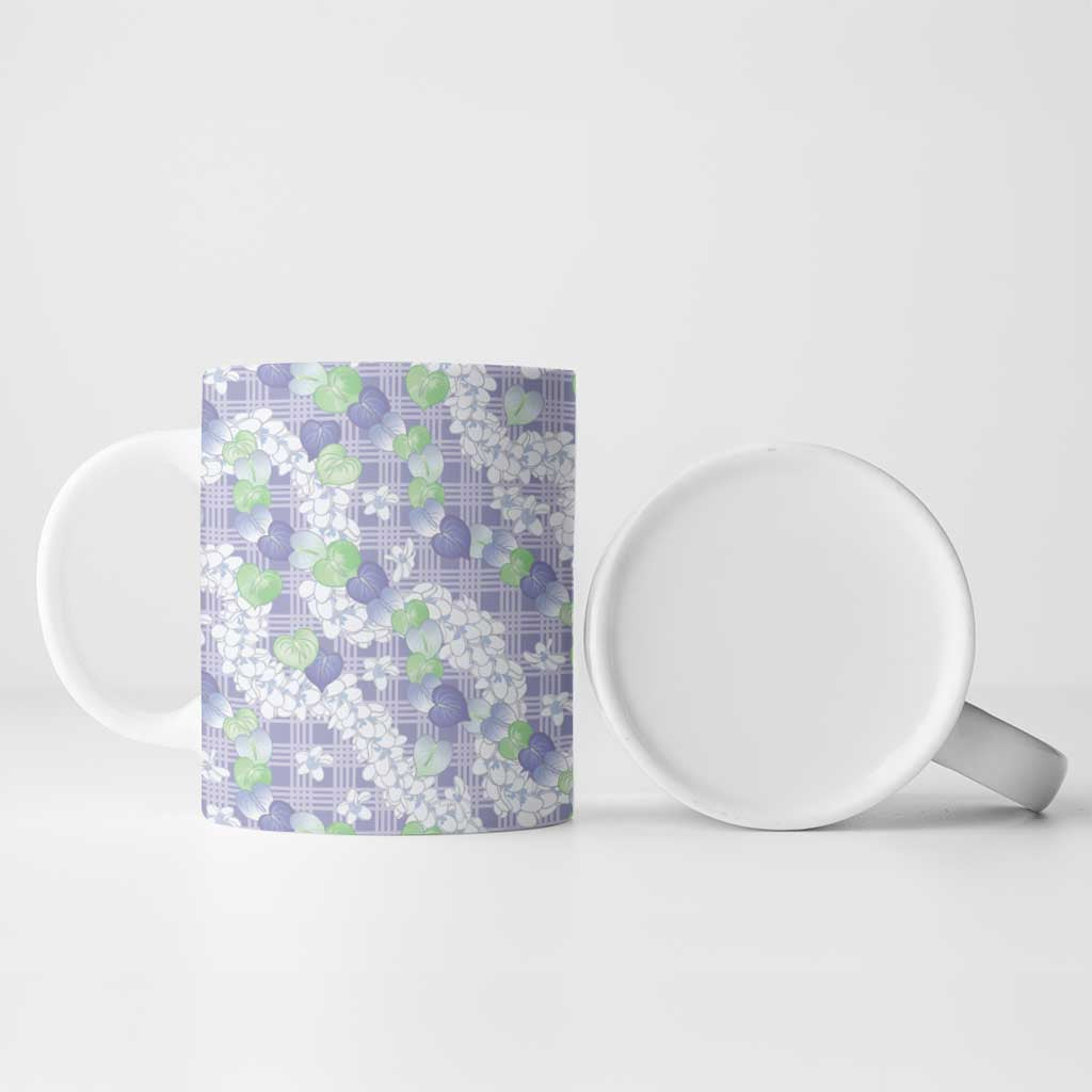 Anthurium Plumeria Lei Pastel Ceramic Mug Purple Hawaiian Splendid Palaka LT01 - Polynesian Pride