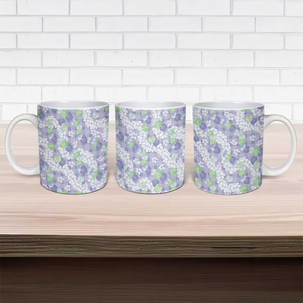Anthurium Plumeria Lei Pastel Ceramic Mug Purple Hawaiian Splendid Palaka LT01 - Polynesian Pride