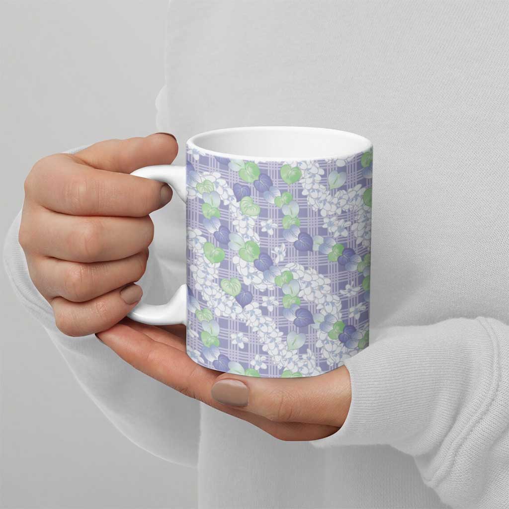 Anthurium Plumeria Lei Pastel Ceramic Mug Purple Hawaiian Splendid Palaka LT01 - Polynesian Pride