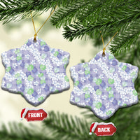 Anthurium Plumeria Lei Pastel Ceramic Ornament Purple Hawaiian Splendid Palaka LT01 Snow Flake Purple - Polynesian Pride