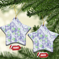 Anthurium Plumeria Lei Pastel Ceramic Ornament Purple Hawaiian Splendid Palaka LT01 Star Purple - Polynesian Pride