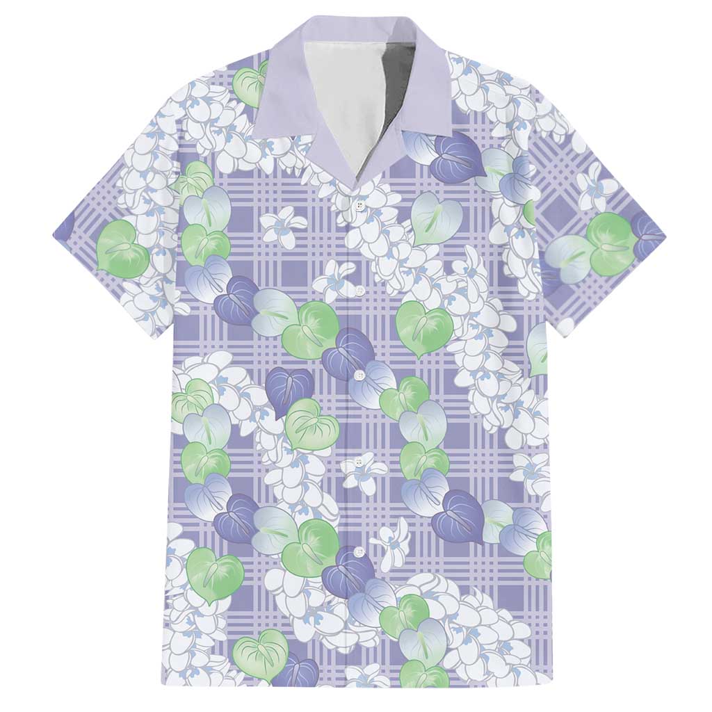 Anthurium Plumeria Lei Pastel Hawaiian Shirt Purple Hawaiian Splendid Palaka LT01 Purple - Polynesian Pride