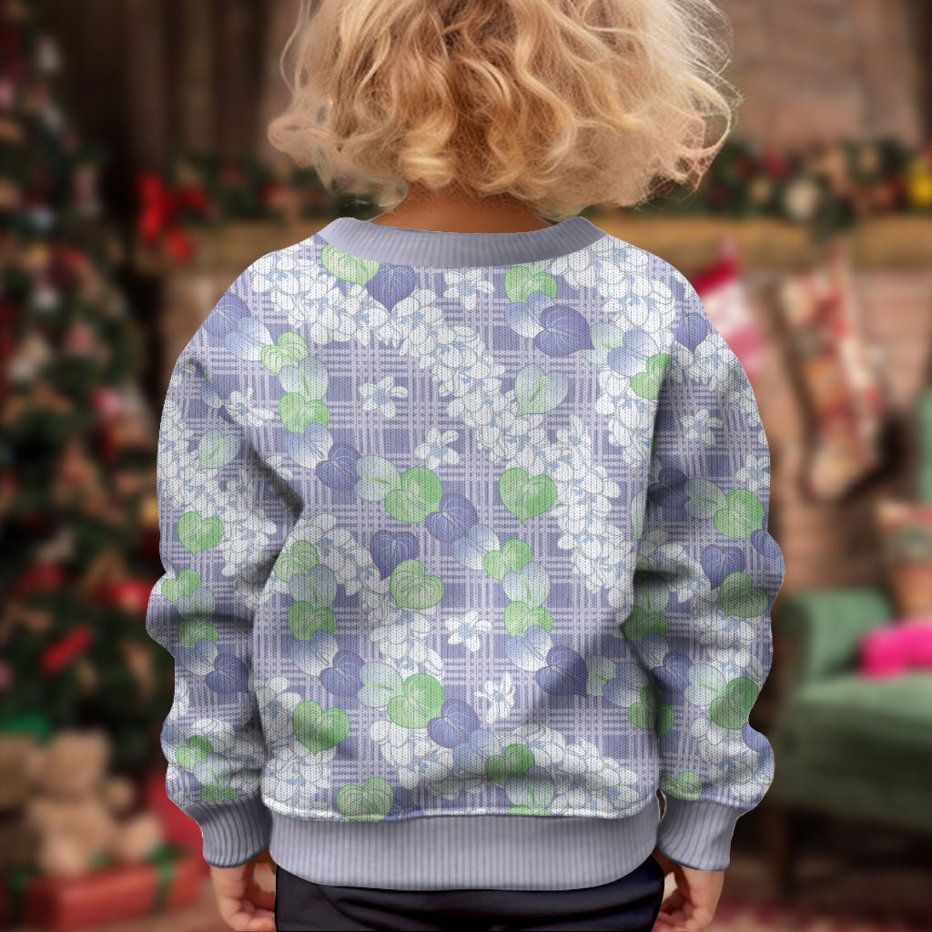 Anthurium Plumeria Lei Pastel Kid Ugly Christmas Sweater Purple Hawaiian Splendid Palaka LT01 - Polynesian Pride