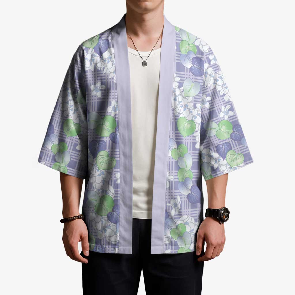 Anthurium Plumeria Lei Pastel Kimono Purple Hawaiian Splendid Palaka LT01 - Polynesian Pride