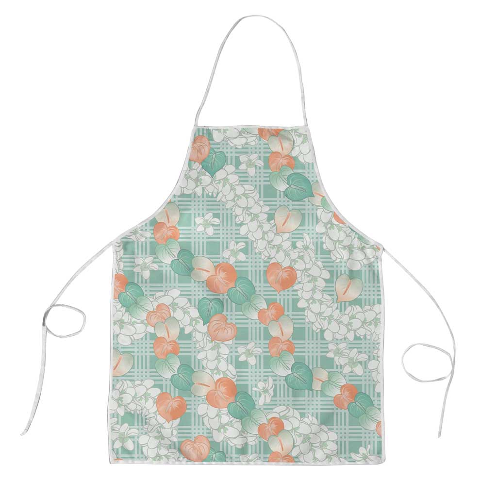 Anthurium Plumeria Lei Pastel Apron Teal Hawaiian Splendid Palaka LT01 Teal - Polynesian Pride
