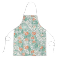 Anthurium Plumeria Lei Pastel Apron Teal Hawaiian Splendid Palaka LT01 Teal - Polynesian Pride