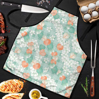 Anthurium Plumeria Lei Pastel Apron Teal Hawaiian Splendid Palaka LT01 Teal - Polynesian Pride
