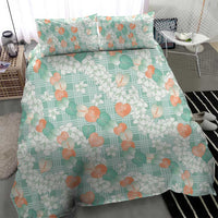 Anthurium Plumeria Lei Pastel Bedding Set Teal Hawaiian Splendid Palaka LT01 - Polynesian Pride