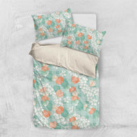 Anthurium Plumeria Lei Pastel Bedding Set Teal Hawaiian Splendid Palaka LT01 US Twin 172cm x 218cm Teal - Polynesian Pride