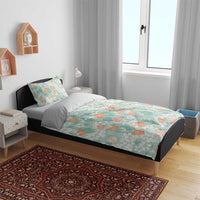 Anthurium Plumeria Lei Pastel Bedding Set Teal Hawaiian Splendid Palaka LT01 - Polynesian Pride