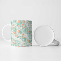 Anthurium Plumeria Lei Pastel Ceramic Mug Teal Hawaiian Splendid Palaka LT01 - Polynesian Pride