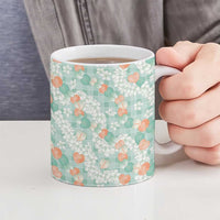 Anthurium Plumeria Lei Pastel Ceramic Mug Teal Hawaiian Splendid Palaka LT01 - Polynesian Pride