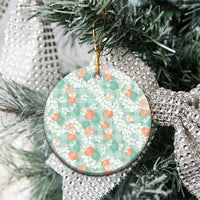 Anthurium Plumeria Lei Pastel Ceramic Ornament Teal Hawaiian Splendid Palaka LT01 - Polynesian Pride